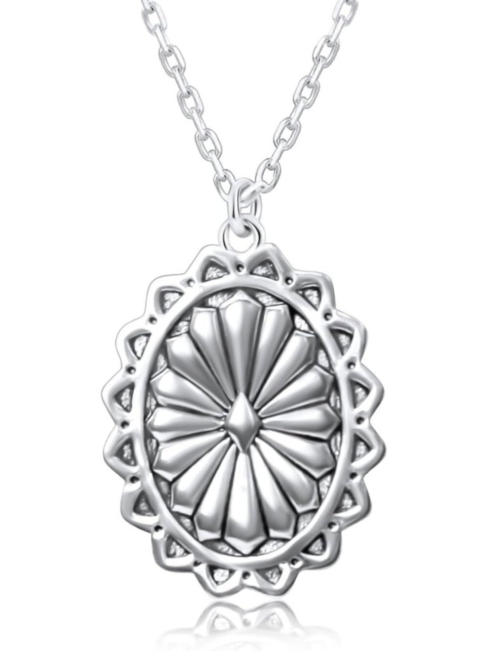 925 Sterling Silver Concho Necklace - Boho Chic Jewelry for Women, Unique Gift